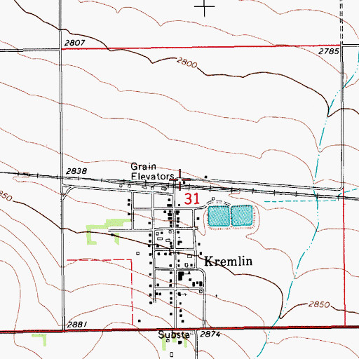 Topographic Map of Kremlin, MT