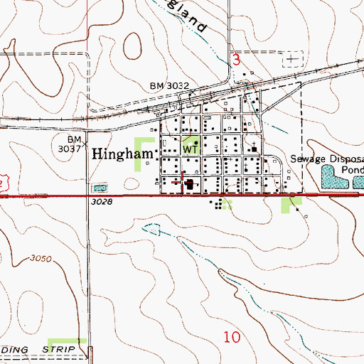 Topographic Map of Hingham School (historical), MT