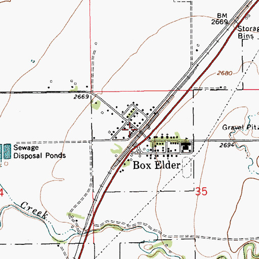 Topographic Map of Box Elder, MT