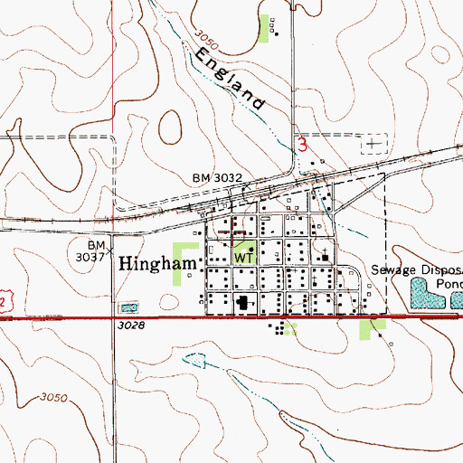 Topographic Map of Hingham Volunteer Fire Department, MT