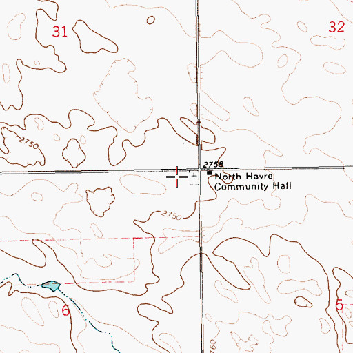Topographic Map of North Havre Lutheran Church Cemetery (historical), MT