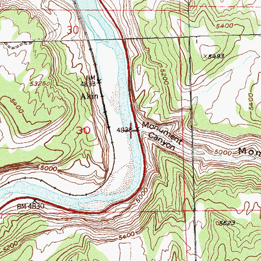 Topographic Map of Monument Canyon, CO