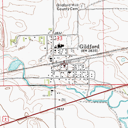 Topographic Map of General Mills Incorporated Elevator, MT