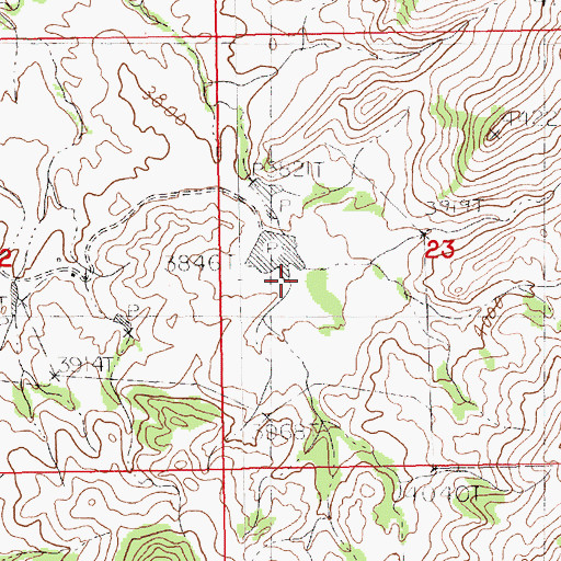 Topographic Map of Upper Rocky Hock Creek, MT