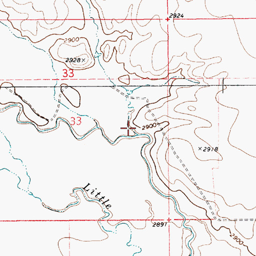 Topographic Map of Schultz Coulee, MT