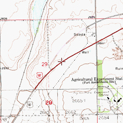 Topographic Map of Fort Assinniboine Historical Marker, MT
