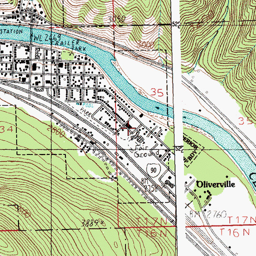 Topographic Map of Superior Fishing Access Site, MT