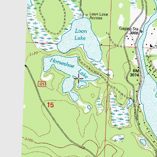 Topographic Map of Horseshoe Lake - Ferndale Fishing Access Site, MT