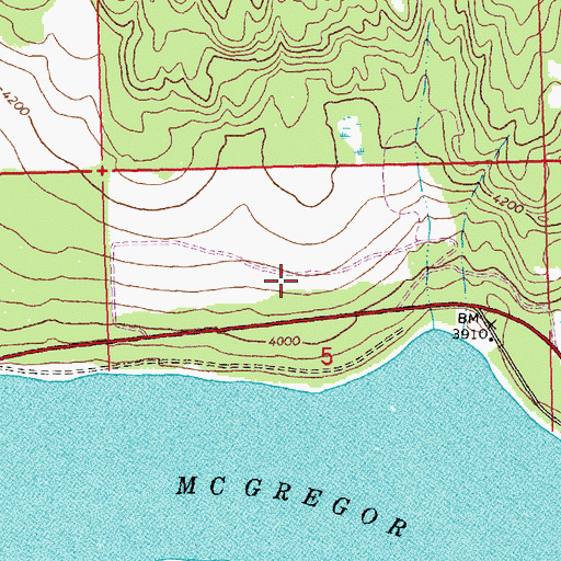 Topographic Map of Thompson Chain of Lakes Fishing Access Site, MT