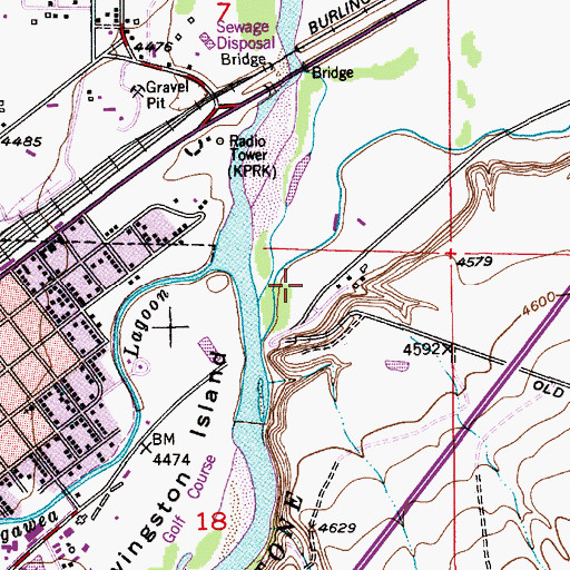 Topographic Map of Mayors Landing Fishing Access Site, MT