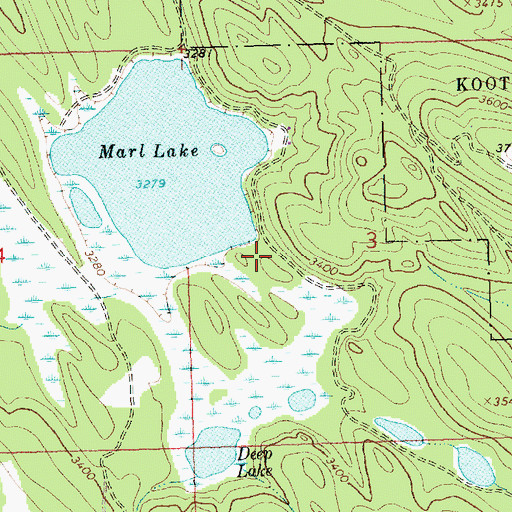Topographic Map of Marl Lake Fishing Access Site, MT