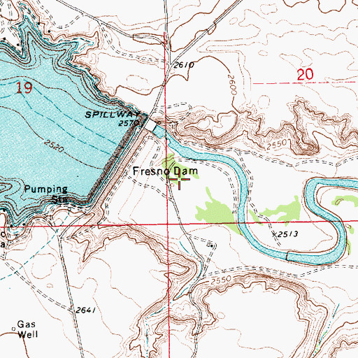 Topographic Map of Fresno Tailwater Fishing Access Site, MT