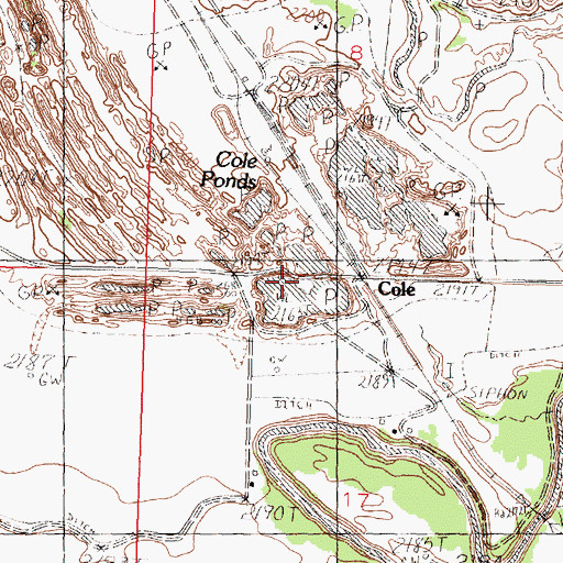 Topographic Map of Cole Ponds Fishing Access Site, MT