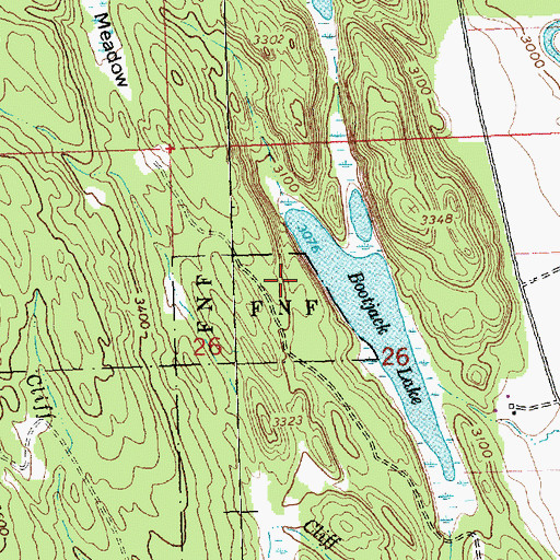 Topographic Map of Bootjack Lake Fishing Access Site, MT