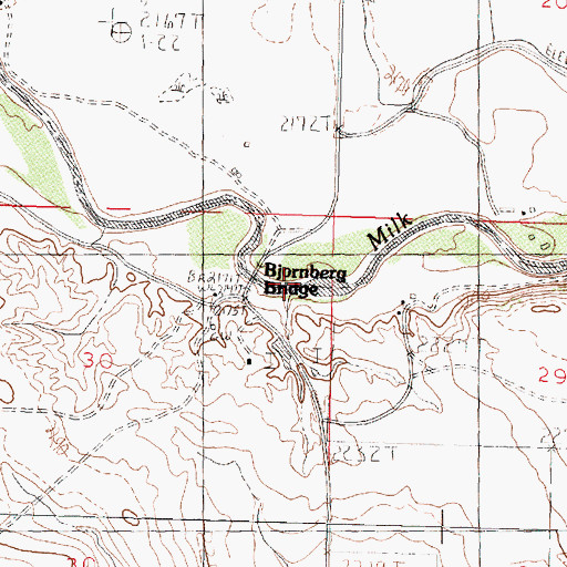 Topographic Map of Bjornberg Bridge Fishing Access Site, MT