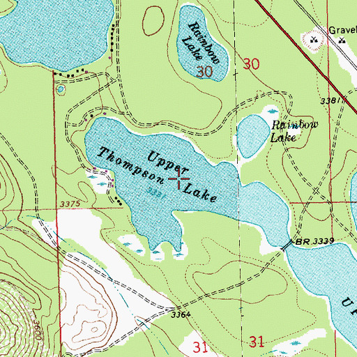 Topographic Map of Thompson Chain of Lakes Fishing Access Site, MT