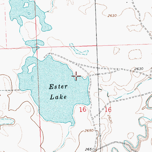 Topographic Map of Ester Reservoir Fishing Access Site, MT