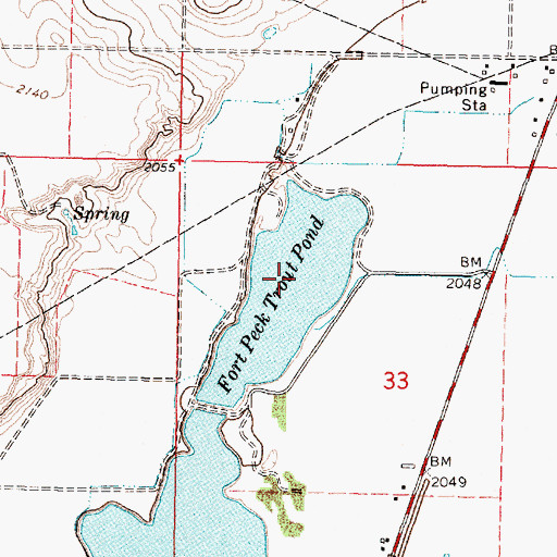 Topographic Map of Fort Peck Dredge Cuts Fishing Access Site, MT