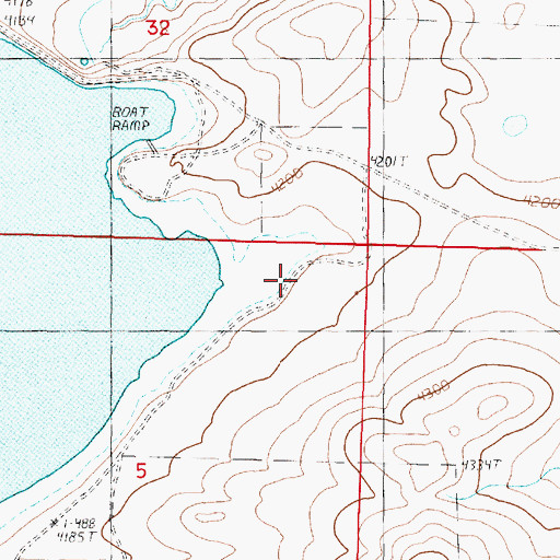 Topographic Map of Bynum Reservoir Fishing Access Site, MT