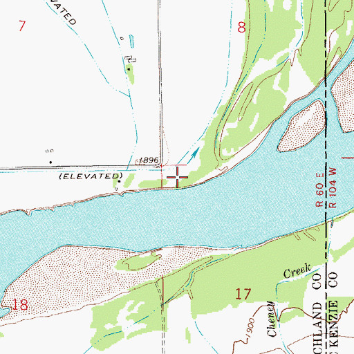 Topographic Map of Diamond Willow Fishing Access Site, MT