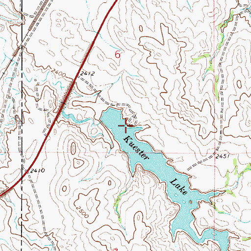 Topographic Map of Kuester Reservoir Fishing Access Site, MT