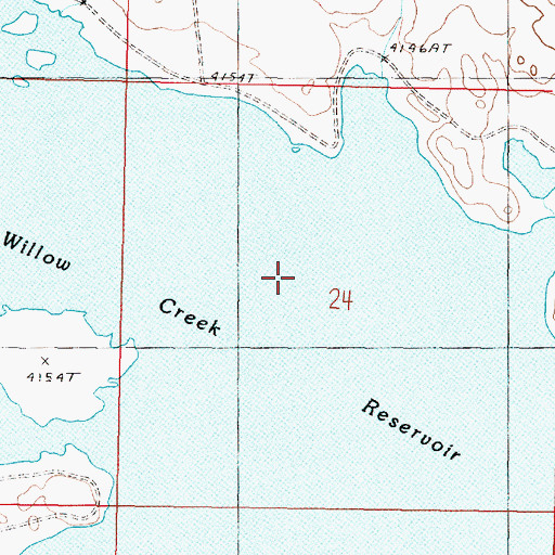 Topographic Map of Willow Creek Reservoir Fishing Access Site, MT