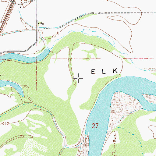 Topographic Map of Elk Island Fishing Access Site, MT