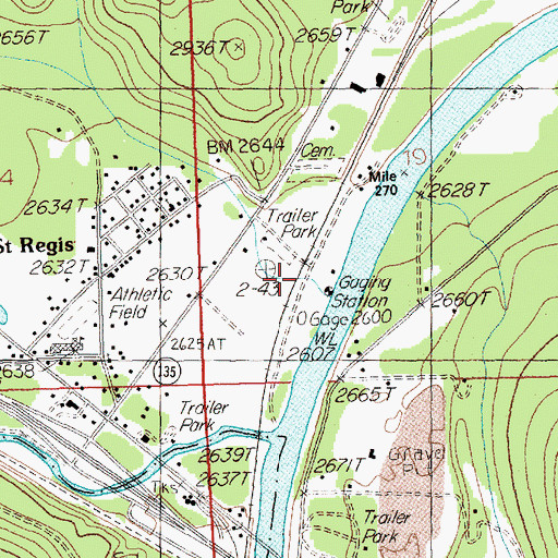 Topographic Map of Saint Regis Fishing Access Site, MT
