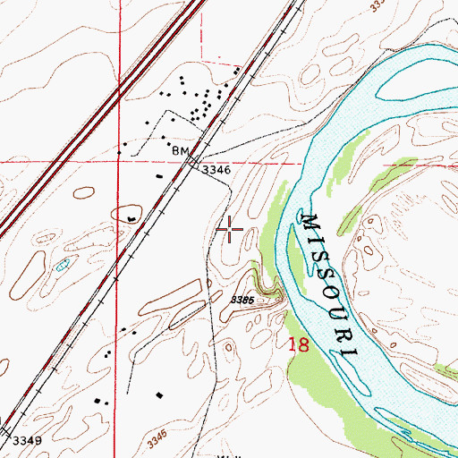 Topographic Map of Dunes Fishing Access Site, MT