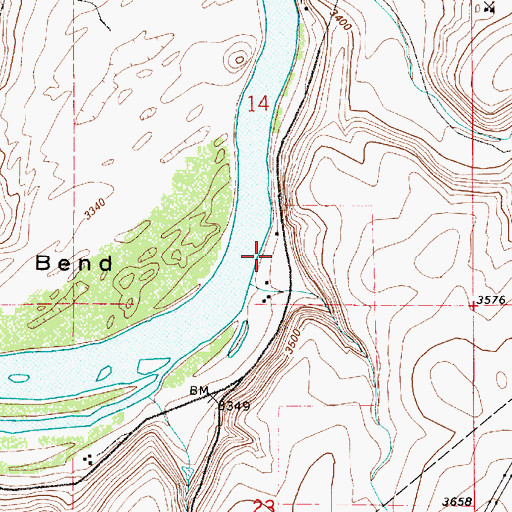 Topographic Map of Big Bend Fishing Access Site, MT