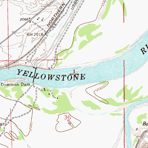 Topographic Map of Intake Dam Fishing Access Site, MT