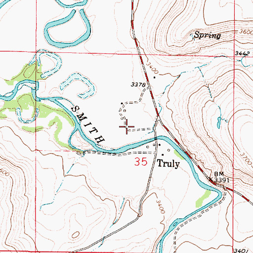 Topographic Map of Truly Take-Out Fishing Access Site, MT