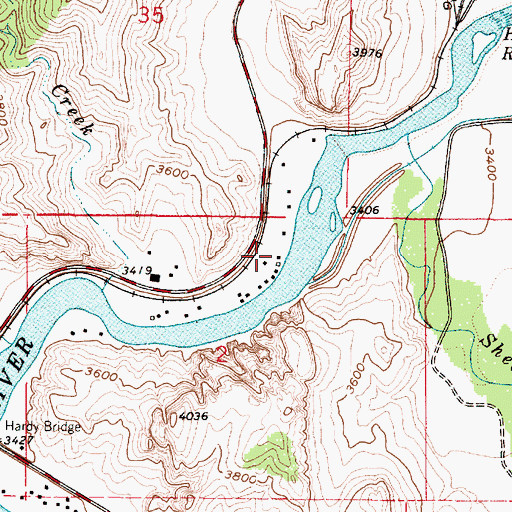 Topographic Map of Prewett Creek Fishing Access Site, MT