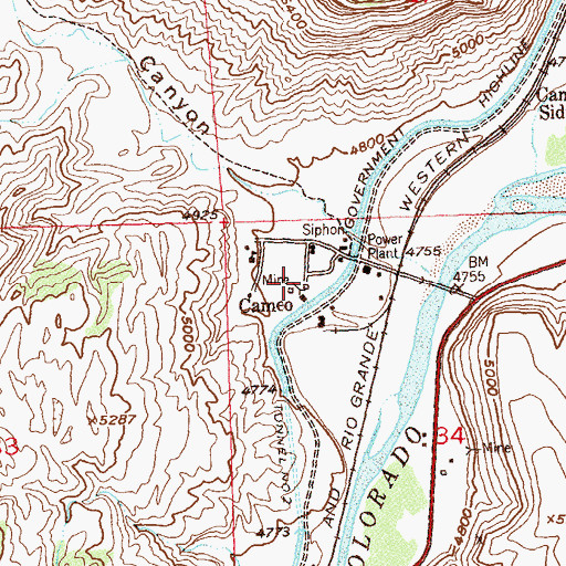 Topographic Map of Cameo, CO