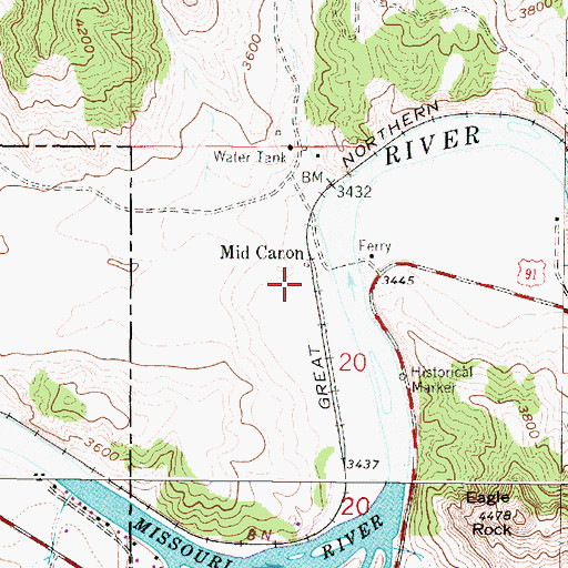 Topographic Map of Mid Canon Fishing Access Site, MT