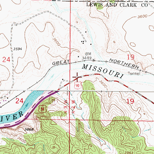 Topographic Map of Dearborn Fishing Access Site, MT
