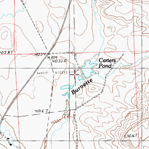 Topographic Map of Lower Carter Pond Fishing Access Site, MT