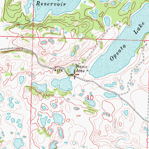 Topographic Map of Upsata Lake Fishing Access Site, MT