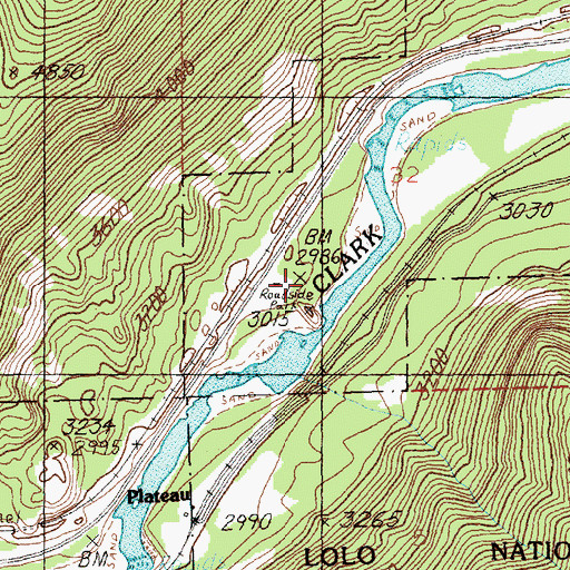Topographic Map of Saint Johns Fishing Access Site, MT