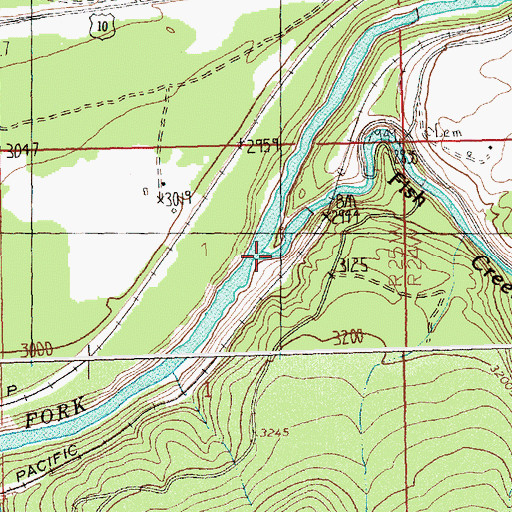Topographic Map of Mouth of Fish Creek Fishing Access Site, MT