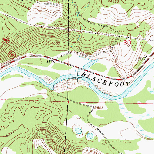 Topographic Map of Russell Gates Memorial Fishing Access Site, MT