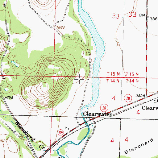 Topographic Map of Clearwater Junction Fishing Access Site, MT
