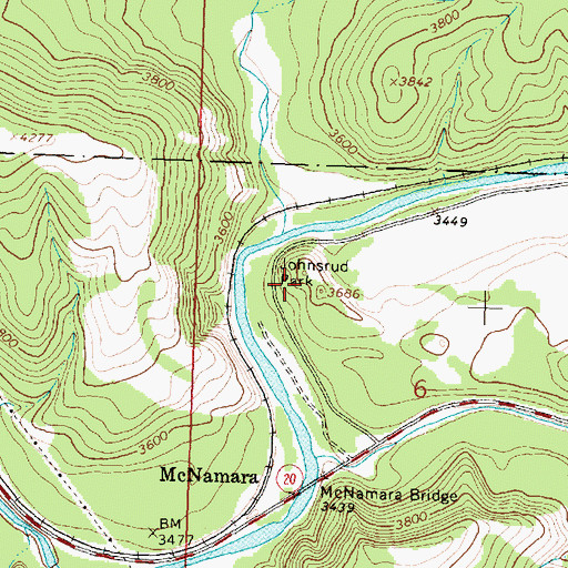 Topographic Map of Johnsrud Park Fishing Access Site, MT