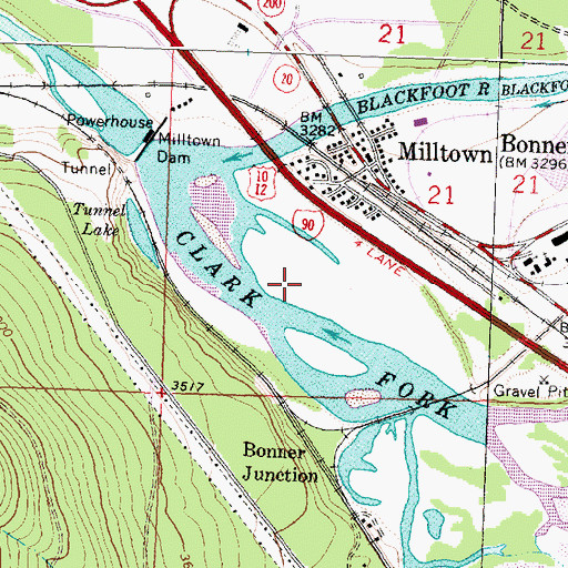 Topographic Map of Milltown Dam Fishing Access Site, MT