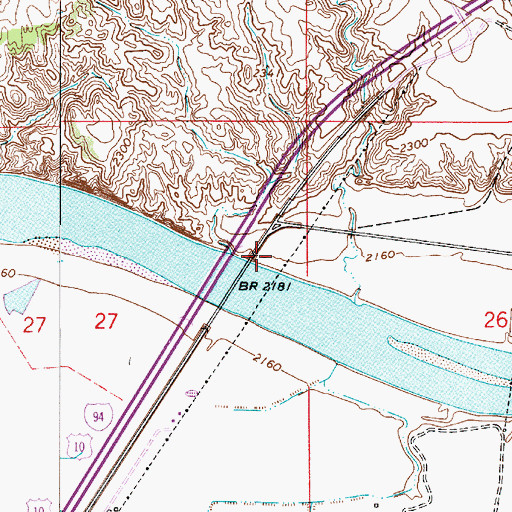 Topographic Map of Fallon Bridge Fishing Access Site, MT