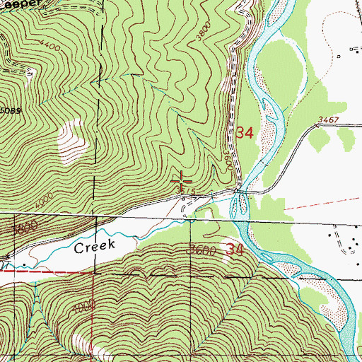 Topographic Map of Schwartz Creek Fishing Access Site, MT
