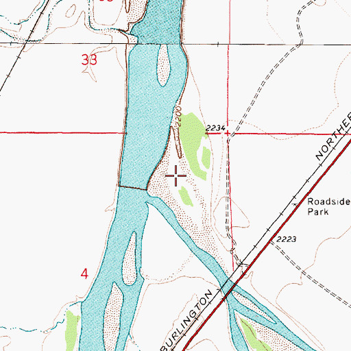 Topographic Map of Powder River Depot Fishing Access Site, MT