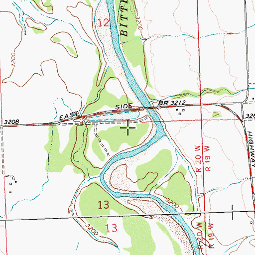 Topographic Map of Florence Bridge Fishing Access Site, MT