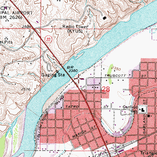 Topographic Map of Roche Jaune Fishing Access Site, MT