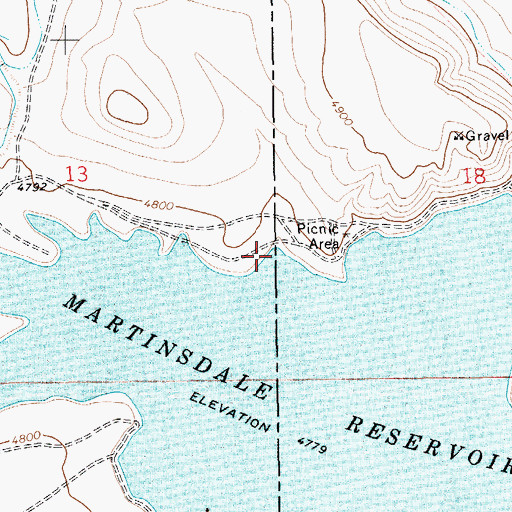 Topographic Map of Martinsdale Reservoir Fishing Access Site, MT